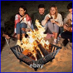 Fire Pit 25 Inch Outdoor Outside Wood Burning Portable Firepit Log Stove Fire