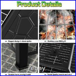 Fire Pit BBQ Square Table Backyard Patio Garden Stove Wood Burning Fireplace