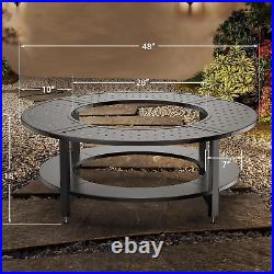 Fire Pit Surround Table Firewood Storage Shelf for Solo Stove Yukon Bonfire Fire Pit Surround Table Firewood Storage Shelf for Solo Stove Yukon Bonfire