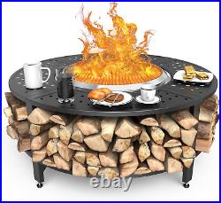 Fire Pit Surround Table Firewood Storage Shelf for Solo Stove Yukon Bonfire Fire Pit Surround Table Firewood Storage Shelf for Solo Stove Yukon Bonfire