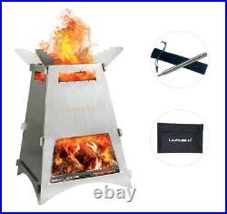 Firepit Wood Burning Camping Stove Portable Stainless Steel New