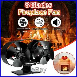 Fireplaces Stove Fan 8 Blades Heat Powered for Large Room Wood Log Fire Burning#