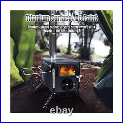 Fitinhot Camp Wood Stove, Tent Wood Burning Stoves Portable with Chimney Pipe