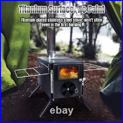 Fitinhot Camp Wood Stove, Tent Wood Burning Stoves Portable with Chimney Pipe