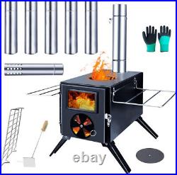 Fitinhot Camp Wood Stove Tent Wood Burning Stoves Portable with Chimney Pipes