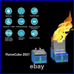 Flame Cube Wood Burning Outdoor Stoves With Elektriciteit USB Battery Charging