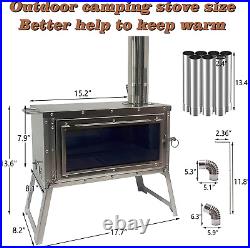 Foldable Large Tent Stoves with Chimney Pipe Wood Burning Stove for Camping