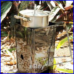 Foldable Outdoor Stainless Steel Wood Stove Survival Wood Burning Camping Stove