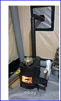 Foldable foot camping stove, caravan and tent stove with oven