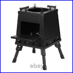 Folding Camp Stove Portable Wood Burning With Retractable Legs For Camping
