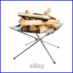 Folding Camping Stove Fire Frame Stand Wood Burning Grill Stainless Steel Rack