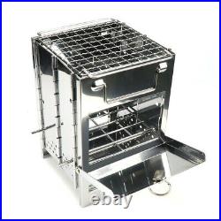 Folding Stainless Steel Backpacking Wood Burning Stove Mini BBQ Grill with Y8T9