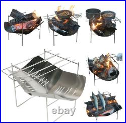 Folding Stainless Steel Camping Stove Outdoor Wood Burning Stove Picnic BBQ