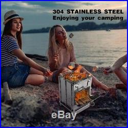 Folding Stainless Steel Stove Portable Outdoor Camping Wood Burning Stove