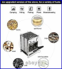 Folding Stainless Steel Wood Burning Stove Hiking Camping BBQ with 304# Grill
