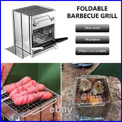 Folding Stainless Steel Wood Burning Stove Outdoor Camping Picnic BBQ Portable