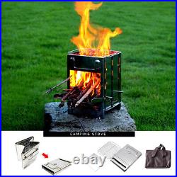 Folding Wood Burning Stove Blowpipe Wire Saw Kit Mini BBQ Grill with Carry L8X1