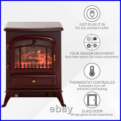 Free Standing Electric Fireplace Portable Stove withHeater Wood Burning Flame