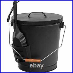 Hearth Accessory Fireplace Pit & Wood Burning Stove Ash Bucket with Lid & Shovel