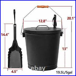 Hearth Accessory Fireplace Pit & Wood Burning Stove Ash Bucket with Lid & Shovel