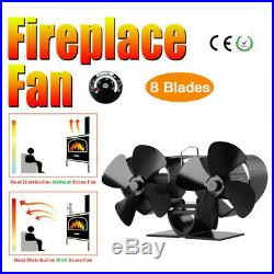 Heat Activated Fireplace 8 Blades Stove Fan Thermometer for Wood Burning Eco fan