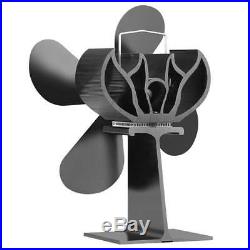 Heat Powered 4 Blade Eco Friendly Fuel Saving Wood Burning Stove Top Fan +GIFT