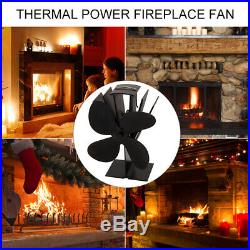 Heat Powered 4 Blade Mini Stove Top Burning Fan Fireplace Wood Log Fire Burner