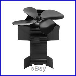 Heat Powered 4 Blowers Stove Fan with Thermometer for Wood Burning Fuel Saving