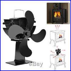 Heat Powered Stove Fan 4 Blades Fans Aluminium Silent Wood Log Burning Fireplace