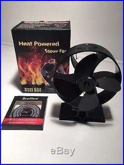Heat Powered Stove\Log Burner Fan 2018 Mini Three Blade Design+Thermometer
