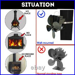 Heat Powered Wood Burning Gas Stove Top Silent Eco Friendly Warm Air Fan Black