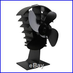 Heat Powered Wood Burning Stove Fan Burner Fireplace -4 Blade With Thermometer