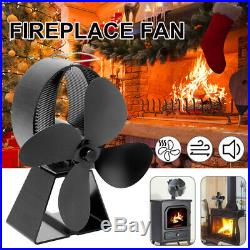 Heat Powered Wood Stove Fan 4 Blades Wood Log Burner Fireplace Eco Friendly Fan