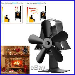 Heated Power Stove Fan 5 Blowers with Thermometer Eco-Friendly for Wood Burning