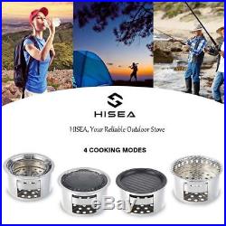Hisea 8-in-1 Camping Stove Kit Portable Wood Burning with Grill Grate