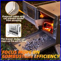 Hot Tent Stove, 304 Stainless Wood Burning Stove, Portable Wood Stove with 6