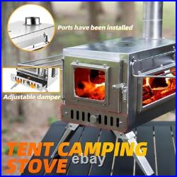 Hot Tent Stove, 304 Stainless Wood Burning Stove, Portable Wood Stove with 6
