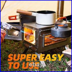 Hot Tent Stove, 304 Stainless Wood Burning Stove, Portable Wood Stove with 6