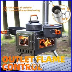Hot Tent Stove, 304 Stainless Wood Burning Stove, Portable Wood Stove with 6