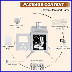 Hot Tent Stove, Camping Wood Stove for Tent, Portable Stainless Steel Wood Burni