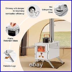 Hot Tent Stove, Camping Wood Stove for Tent, Portable Stainless Steel Wood Burni