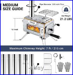 Hot Tent Stove, Foldable Camping Stove with Large Firebox, 6.6Ft Winter Camping