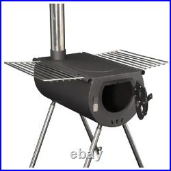 Hot Tent Stove Jack Wood Burning Portable With 7 Pipes 6 ft Chimney Camping Fire