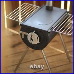Hot Tent Stove Jack Wood Burning Portable With 7 Vent Pipes Camping Fire Kit New
