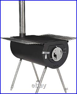 Hot Tent Stove Jack Wood Burning Portable With 7 Vent Pipes Camping Fire Kit New