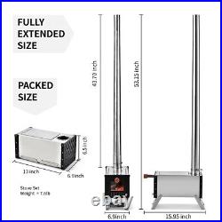 Hot Tent Stove Jack Wood Burning Portable With Vent Pipe Camping Fire Kit Winter