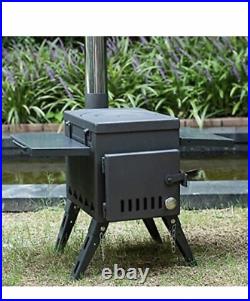Hot Tent Stove Jack Wood Burning Portable With Vent Pipe Camping Fire Kit Winter