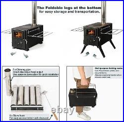 Hot Tent Stove Jack Wood Burning Portable With Vent Pipe Camping Fire Kit Winter