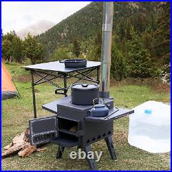 Hot Tent Stove Jack Wood Burning Portable With Vent Pipe Camping Fire Set Winter