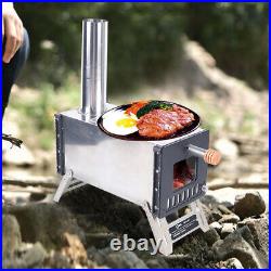 Hot Tent Stove Jack Wood Burning Portable with Vent Pipe Camping Fire Kit Winter